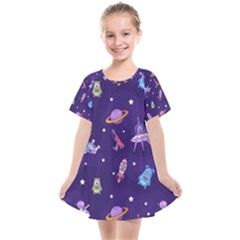 Space Seamless Pattern Kids  Smock Dress by Vaneshart