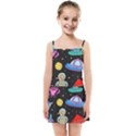 Seamless Pattern With Space Objects Ufo Rockets Aliens Hand Drawn Elements Space Kids  Summer Sun Dress View1