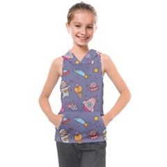 Outer Space Seamless Background Kids  Sleeveless Hoodie by Vaneshart