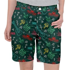 Guitars Musical Notes Seamless Carnival Pattern Pocket Shorts by Vaneshart