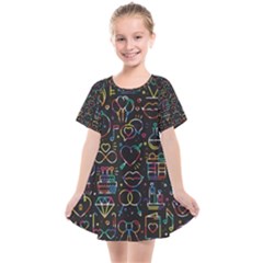 Seamless Pattern With Love Symbols Kids  Smock Dress by Vaneshart