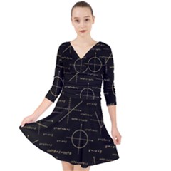 Abstract Math Pattern Quarter Sleeve Front Wrap Dress by Vaneshart