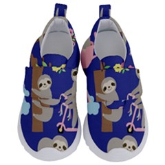 Hand Drawn Cute Sloth Pattern Background Kids  Velcro No Lace Shoes by Vaneshart