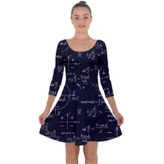 Mathematical Seamless Pattern With Geometric Shapes Formulas Quarter Sleeve Skater Dress by Vaneshart