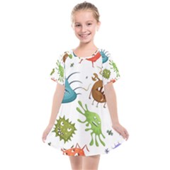 Dangerous Streptococcus Lactobacillus Staphylococcus Others Microbes Cartoon Style Vector Seamless Kids  Smock Dress by Vaneshart