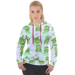 Cute Green Frogs Seamless Pattern Women s Overhead Hoodie by Vaneshart