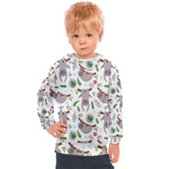 Seamless Pattern With Cute Sloths Kids  Hooded Pullover by Vaneshart