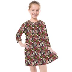 Swimmer 20s Brown Kids  Quarter Sleeve Shirt Dress by snowwhitegirl