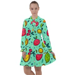 Various Fruits With Faces Seamless Pattern All Frills Chiffon Dress by Vaneshart