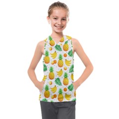 Tropical Fruits Pattern Kids  Sleeveless Hoodie by Vaneshart