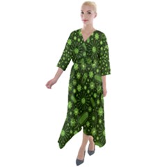 Seamless Pattern With Viruses Quarter Sleeve Wrap Front Maxi Dress by Vaneshart