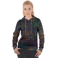 Mathematical Colorful Formulas Drawn By Hand Black Chalkboard Women s Overhead Hoodie by Vaneshart