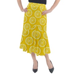 Lemon Fruits Slice Seamless Pattern Midi Mermaid Skirt by Vaneshart