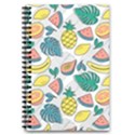 Seamless Pattern Tropical Fruit Banana Watermelon Papaya Lemon Orange Monstera 5.5  x 8.5  Notebook View1