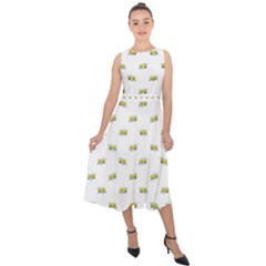 Ant Sketchy Comic Style Motif Pattern Midi Tie-back Chiffon Dress by dflcprintsclothing