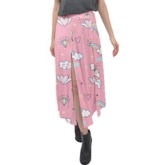 Cute Unicorn Seamless Pattern Velour Split Maxi Skirt by Vaneshart