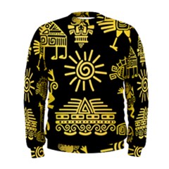 Maya Style Gold Linear Totem Icons Men s Sweatshirt by Vaneshart