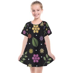 Embroidery Seamless Pattern With Flowers Kids  Smock Dress by Vaneshart