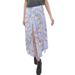 Pattern With Cute Unicorns Velour Split Maxi Skirt by Vaneshart