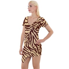 Zebra 2 Short Sleeve Asymmetric Mini Dress by dressshop