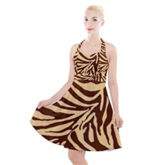 Zebra 2 Halter Party Swing Dress  by dressshop