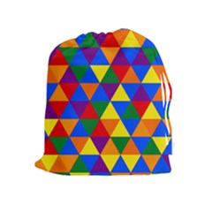 Gay Pride Alternating Rainbow Triangle Pattern Drawstring Pouch (xl) by VernenInk