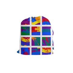 Gay Pride Rainbow Abstract Painted Squares Grid Drawstring Pouch (medium) by VernenInk