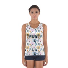 Watercolor Floral Seamless Pattern Sport Tank Top  by TastefulDesigns