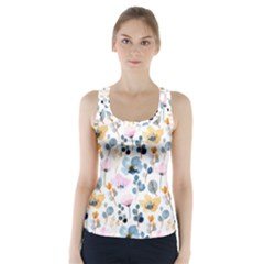 Watercolor Floral Seamless Pattern Racer Back Sports Top by TastefulDesigns