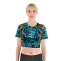 420 ganja pattern, weed leafs, marihujana in colors Cotton Crop Top View1