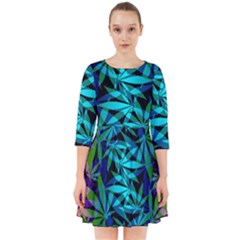 420 Ganja Pattern, Weed Leafs, Marihujana In Colors Smock Dress by Casemiro