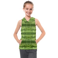 Watermelon Pattern, Fruit Skin In Green Colors Kids  Sleeveless Hoodie by Casemiro