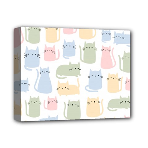 Cute Cat Colorful Cartoon Doodle Seamless Pattern Deluxe Canvas 14  X 11  (stretched) by Vaneshart