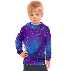 Realistic-night-sky-poster-with-constellations Kids  Hooded Pullover by Vaneshart