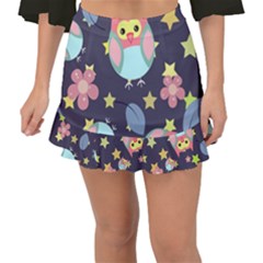 Owl Stars Pattern Background Fishtail Mini Chiffon Skirt by Vaneshart