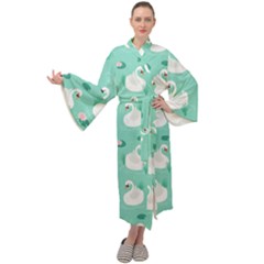 Elegant-swan-seamless-pattern Maxi Velour Kimono by Vaneshart