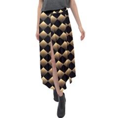 Golden-chess-board-background Velour Split Maxi Skirt by Vaneshart