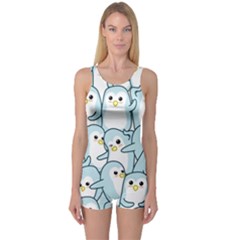 Penguins Pattern One Piece Boyleg Swimsuit by Vaneshart