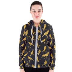 Background With Golden Birds Women s Zipper Hoodie by Vaneshart