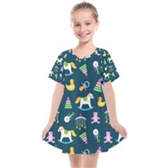 Cute Babies Toys Seamless Pattern Kids  Smock Dress by Vaneshart