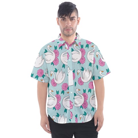 Classy-swan-pattern Men s Short Sleeve Shirt by Vaneshart