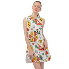 Seamless-hipster-pattern-with-watermelons-mint-geometric-figures Sleeveless Shirt Dress by Vaneshart