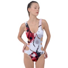 Ladybugs-pattern-texture-watercolor Side Cut Out Swimsuit by Vaneshart