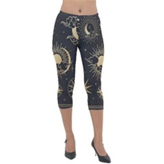 Asian-set-with-clouds-moon-sun-stars-vector-collection-oriental-chinese-japanese-korean-style Lightweight Velour Capri Leggings  by Vaneshart