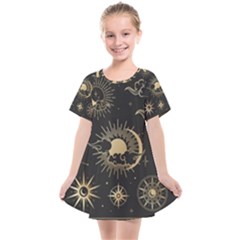 Asian-set-with-clouds-moon-sun-stars-vector-collection-oriental-chinese-japanese-korean-style Kids  Smock Dress by Vaneshart