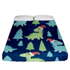 Cute-dinosaurs-animal-seamless-pattern-doodle-dino-winter-theme Fitted Sheet (california King Size) by Vaneshart