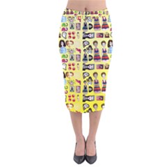 Kawaiicollagepattern3 Velvet Midi Pencil Skirt by snowwhitegirl