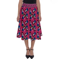 Goth Girl In Blue Dress Pink Pattern Perfect Length Midi Skirt by snowwhitegirl