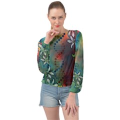 Flower Dna Banded Bottom Chiffon Top by RobLilly