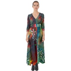 Flower Dna Button Up Boho Maxi Dress by RobLilly